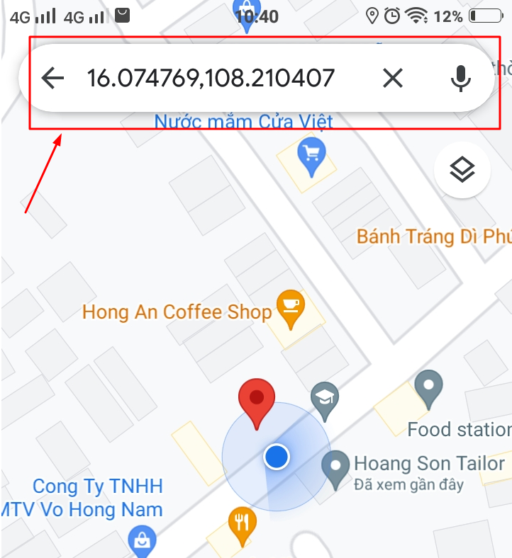 cách định vị toạ độ bằng google map trên điện thoại
